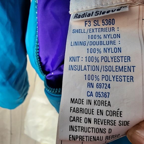 Vintage Reversible Columbia Bomber Jacket Ski Winter Purple Teal Size Large - Picture 15 of 16
